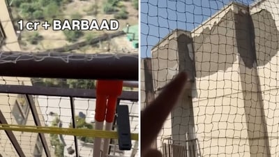 Condition of the exterior of a Noida flat. (Instagram/@adarshxunfltrd)