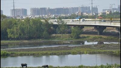 A view of the land parcel near Raj Nagar Extension where the Ghaziabad Development Authority (GDA) has decided to launch Phase-1 of the Harnandipuram township in September. (Sakib Ali/HT Photo)