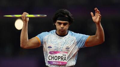 Neeraj Chopra in action during the Hangzhou Asian Games. (REUTERS)
